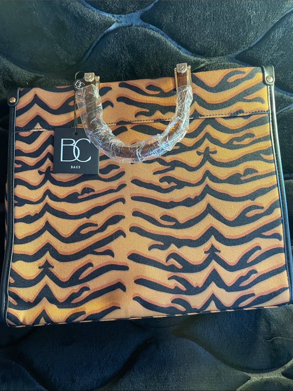 Tiger-Print Orange Black Shoulder Tote